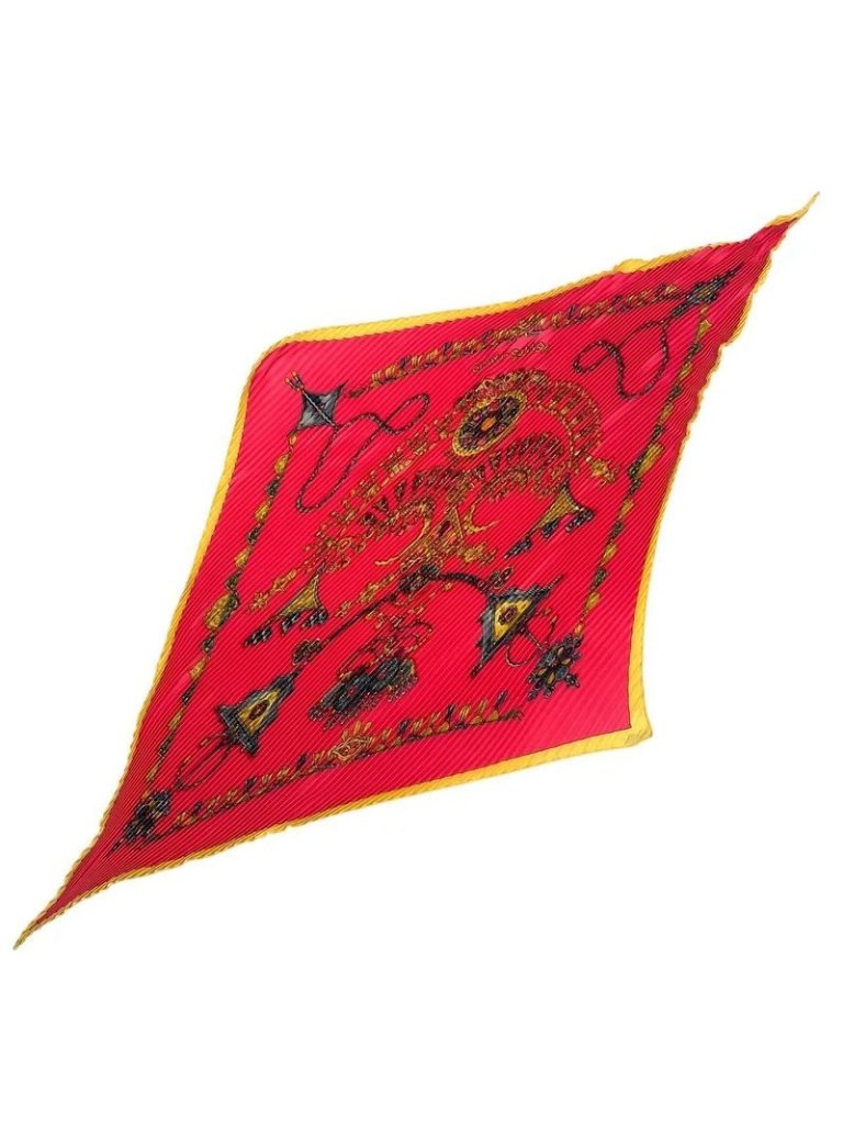 Hermes Silk Scarf Pleated Desert Pink